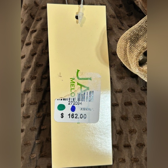 NWT Jade Gather Neck Tie Back Brown Textured‎ Dress - Brown XS - Picture 12 of 12